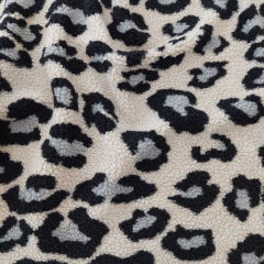 Teddyfell Teddyfleece groes Leopardenmuster, grau schwarz hellbeige