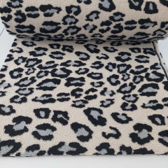 Teddyfell Teddyfleece groes Leopardenmuster, grau schwarz hellbeige
