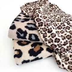 Teddyfell Teddyfleece groes Leopardenmuster, grau schwarz hellbeige