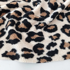 Teddyfell Teddyfleece groes Leopardenmuster, braun schwarz hellbeige