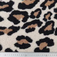 Teddyfell Teddyfleece groes Leopardenmuster, braun schwarz hellbeige