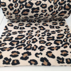 Teddyfell Teddyfleece groes Leopardenmuster, braun schwarz hellbeige