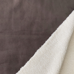 Wildlederimitat mit Teddyfell Doubleface Fake Suede - natur dunkelbraun