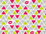 Jerseystoff Dreiecke Kiss, grau gelbgrün
