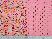 Jersey Katze Blumen Panel 3 in 1, rosa