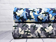 French Terry Sweat Flugzeuge Camouflage, grau