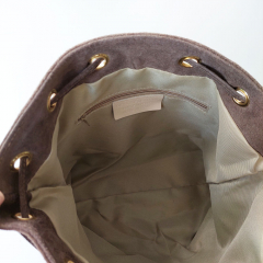 Wildledertasche Beuteltasche Fransen, taupe goldene Schnallen