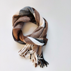 Schal Halstuch kariert Karomuster flauschig weich, dunkelbraun beige braun