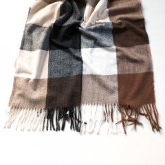 Schal Halstuch kariert Karomuster flauschig weich, dunkelbraun beige braun