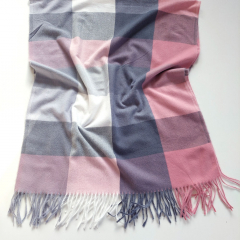 Schal Halstuch kariert Karomuster flauschig weich, altrosa grau rosa wei