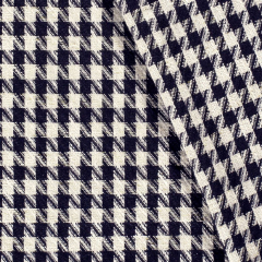 Boucle Stoff Hahnentritt Lurex, dunkelblau cremewei