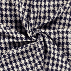 Boucle Stoff Hahnentritt Lurex, dunkelblau cremewei