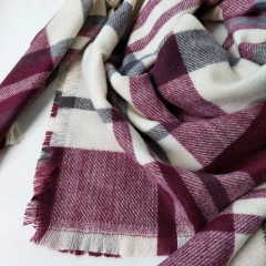 Schal Halstuch kariert Karomuster flauschig weich, burgundy creme grau