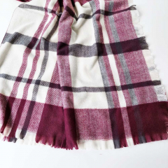 Schal Halstuch kariert Karomuster flauschig weich, burgundy creme grau