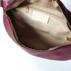 Bauchtasche Leder mit Lederriemen - burgundy - gold Schnallen-Made in Italy