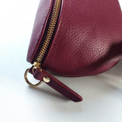 Bauchtasche Leder mit Lederriemen - burgundy - gold Schnallen-Made in Italy