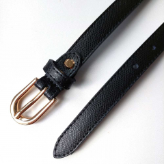 Ledergrtel schmal uni Gr. 85 (104 cm) gold Schnalle, schwarz