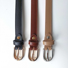 Ledergrtel schmal uni Gr. 85 (104 cm) gold Schnalle, schwarz