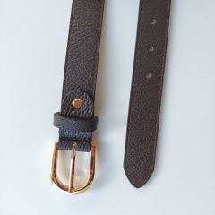 Ledergrtel Damen - Gr. 85 - gold Schnalle - dunkelbraun