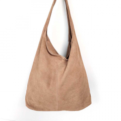 Wildleder Tasche Shopper Beutelform - beige