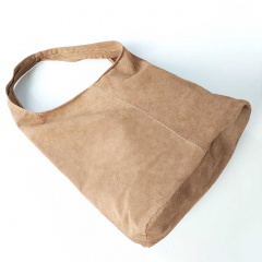 Wildleder Tasche Shopper Beutelform - beige