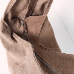 Wildleder Tasche Shopper Beutelform - beige