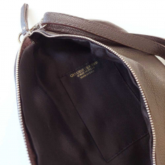 Bauchtasche Leder mit Lederriemen - dunkelbraun-silber Schnallen-Made in Italy