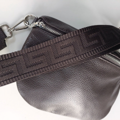 Bauchtasche Leder mit Lederriemen - dunkelbraun-silber Schnallen-Made in Italy