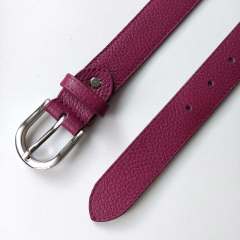 Ledergrtel Uni Gr. 85 (104 cm) silberne Schnalle, burgundy