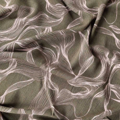 Viskose Stoff Viskose Crepe Webware abstraktes Muster, hellbeige khakigrn