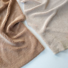 Teddyfleece Teddystoff Schaffell Optik weich dick uni - hellbeige