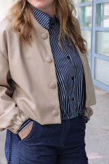 Lederimitat mit Wildleder-Imitat Rcken elastisch, matt dunkelblau