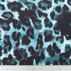 Sweatstoff French Terry Leopardenmuster, dusty blue schwarz