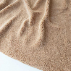 Teddyfleece Teddystoff Schaffell Optik weich dick uni - camel