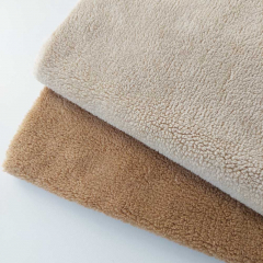 Teddyfleece Teddystoff Schaffell Optik weich dick uni - camel