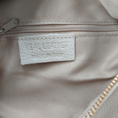Bauchtasche Leder mit Lederriemen -ecrue - gold Schnallen - Made in Italy