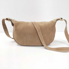 Wildledertasche Umhngetasche hellbeige - gold Schnallen