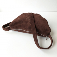 Wildledertasche Umhngetasche - schokobraun silber RV - Made in Italy