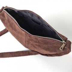Wildledertasche Umhngetasche - schokobraun silber RV - Made in Italy