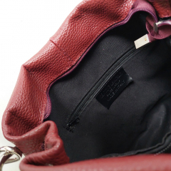 Ledertasche Umhngetasche Lederriemen - weinrot - silber Schnallen - Made in Italy