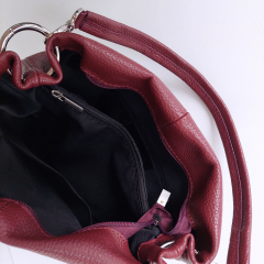 Ledertasche Umhngetasche Lederriemen - weinrot - silber Schnallen - Made in Italy