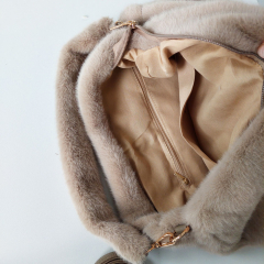 Fake Fur Fell(imitat)tasche flauschig weich uni, taupe