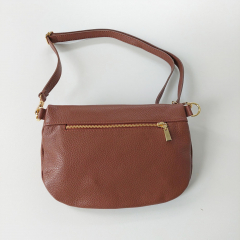 Bauchtasche Leder mit Lederriemen - mocca mousse (schokobraun) - gold Schnallen-Made in Italy