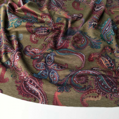 Jerseystoff Punto di Roma Paisleymuster, weinrot khakigrn