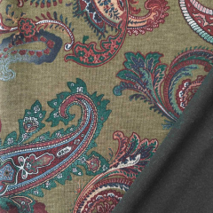 Jerseystoff Punto di Roma Paisleymuster, weinrot khakigrn