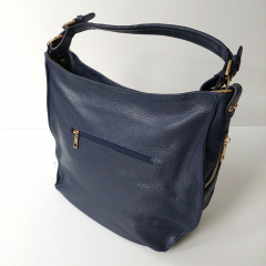 Ledertasche Umhngetasche Seitentaschen Lederriemen - dunkelblau - gold Schnallen - Made in Italy
