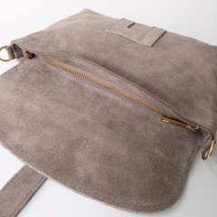 Wildledertasche rechteckig weich soft - taupe - Made in Italy