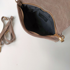 Wildledertasche rechteckig weich soft - taupe - Made in Italy