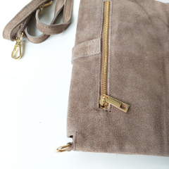 Wildledertasche rechteckig weich soft - taupe - Made in Italy