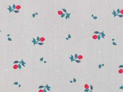 RESTSTCK 50 cm Baumwollstoff kleine rote Rosen, helltaupe